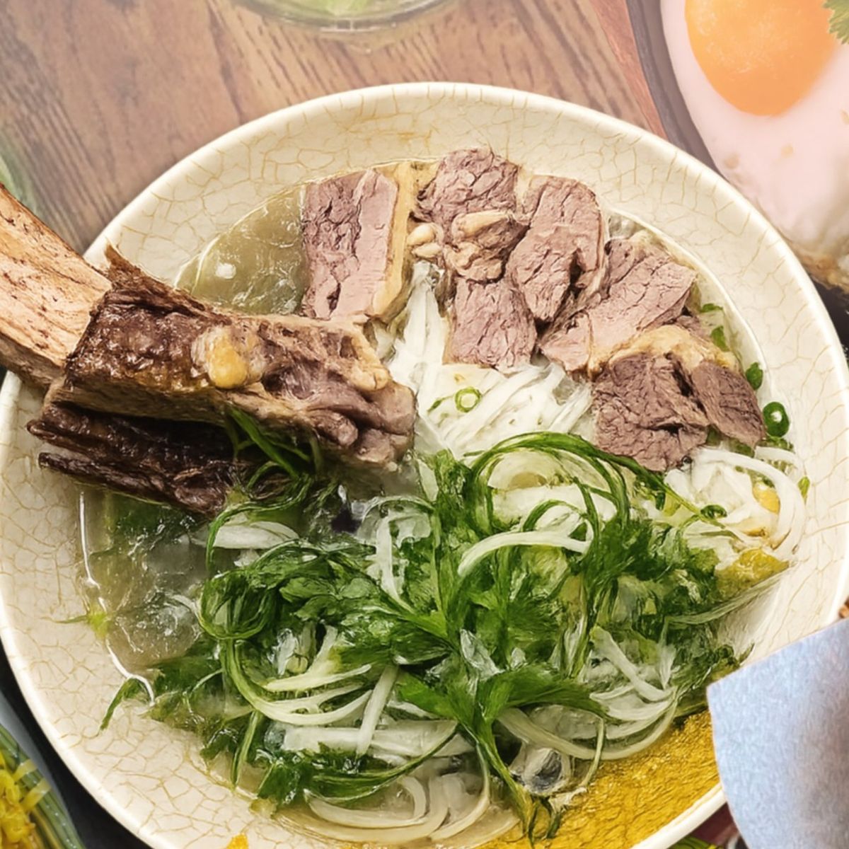 A bowl of beef rib pho