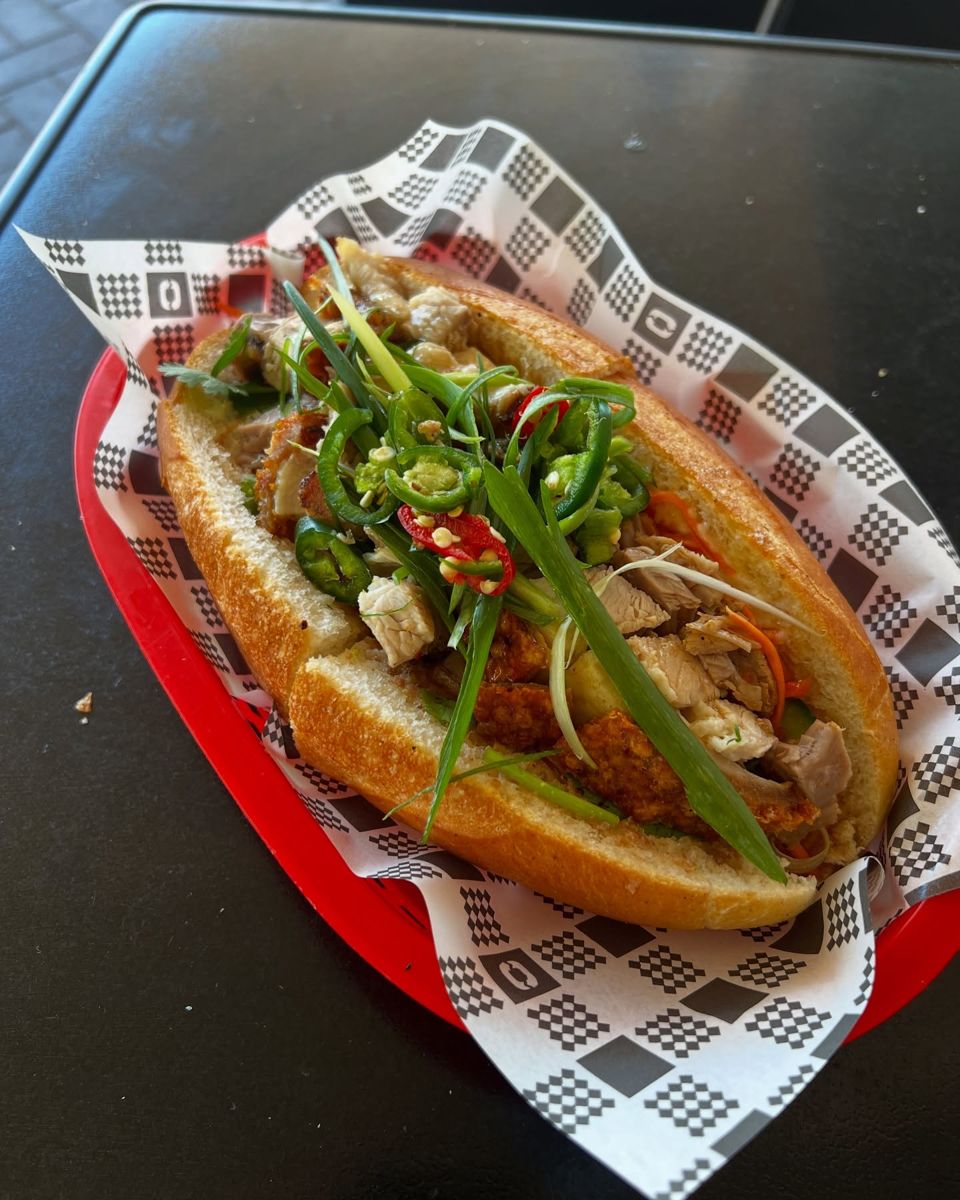 A crispy pork banh mi