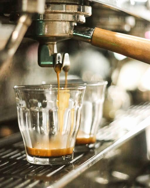 An espresso pouring