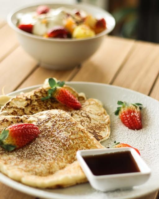 Pancakes and fruit salad